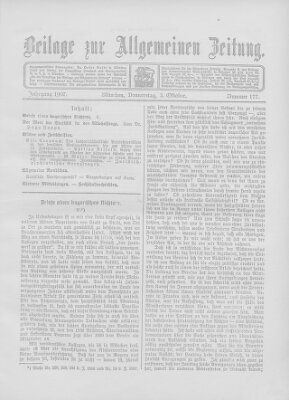 Allgemeine Zeitung Donnerstag 3. Oktober 1907