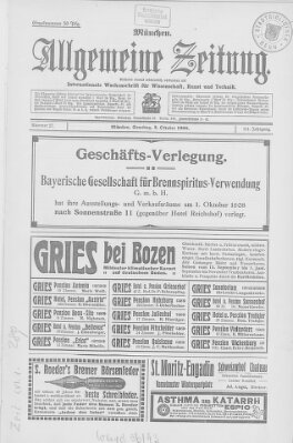 Allgemeine Zeitung Samstag 3. Oktober 1908