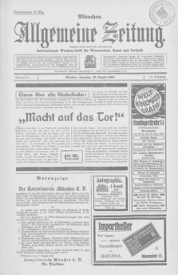 Allgemeine Zeitung Samstag 22. August 1908