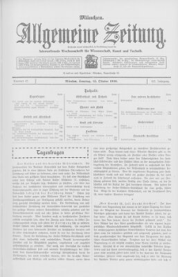 Allgemeine Zeitung Samstag 15. Oktober 1910