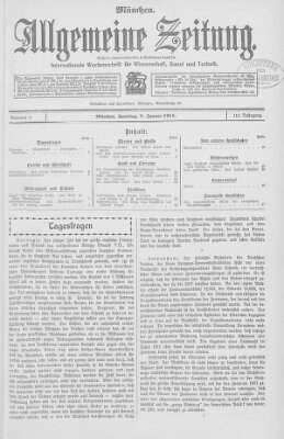 Allgemeine Zeitung Samstag 7. Januar 1911