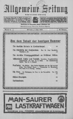 Allgemeine Zeitung Sonntag 1. Juni 1919