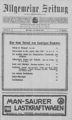 Allgemeine Zeitung Sonntag 24. August 1919