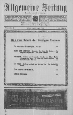 Allgemeine Zeitung Sonntag 31. August 1919