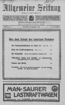 Allgemeine Zeitung Sonntag 7. September 1919