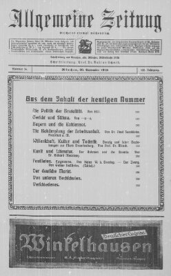 Allgemeine Zeitung Sonntag 28. September 1919