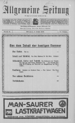 Allgemeine Zeitung Sonntag 5. Oktober 1919