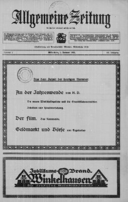 Allgemeine Zeitung Sonntag 1. Januar 1922