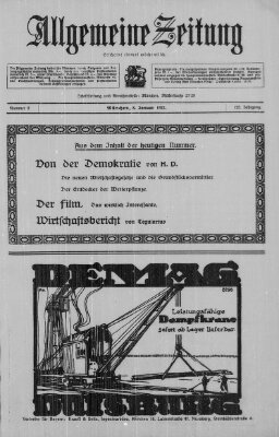 Allgemeine Zeitung Sonntag 8. Januar 1922