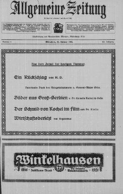 Allgemeine Zeitung Sonntag 22. Januar 1922