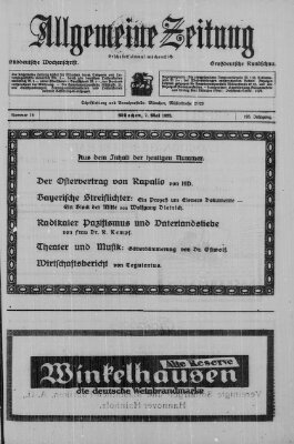 Allgemeine Zeitung Sonntag 7. Mai 1922