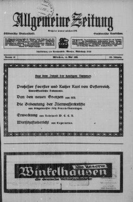 Allgemeine Zeitung Sonntag 14. Mai 1922