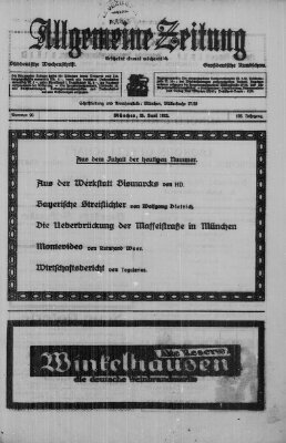 Allgemeine Zeitung Sonntag 25. Juni 1922