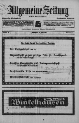 Allgemeine Zeitung Sonntag 16. Juli 1922