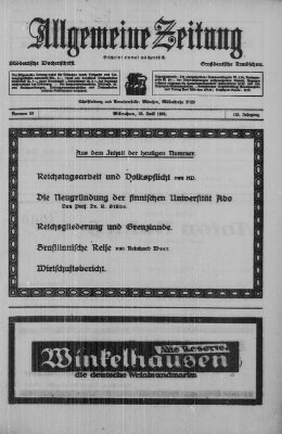 Allgemeine Zeitung Sonntag 23. Juli 1922