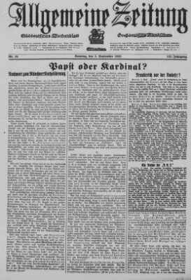 Allgemeine Zeitung Sonntag 3. September 1922