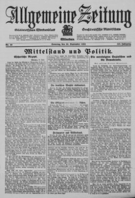 Allgemeine Zeitung Samstag 30. September 1922