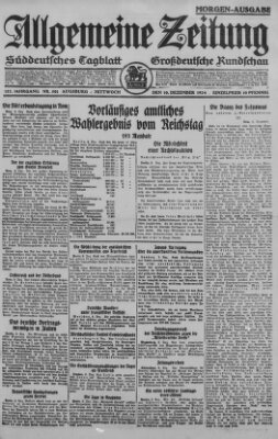 Allgemeine Zeitung Mittwoch 10. Dezember 1924