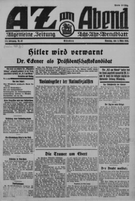 AZ am Abend (Allgemeine Zeitung) Montag 2. März 1925