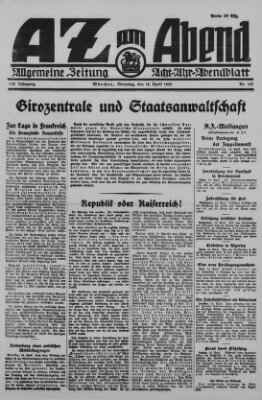 AZ am Abend (Allgemeine Zeitung) Dienstag 14. April 1925