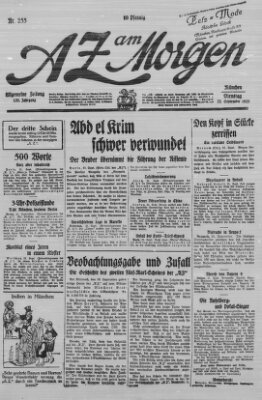 AZ am Morgen (Allgemeine Zeitung) Dienstag 22. September 1925