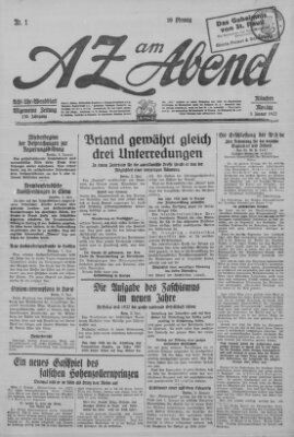 AZ am Abend (Allgemeine Zeitung) Montag 3. Januar 1927