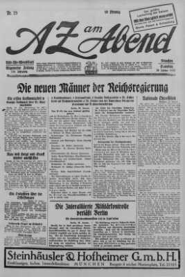 AZ am Abend (Allgemeine Zeitung) Samstag 29. Januar 1927