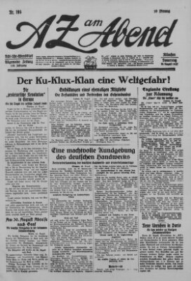 AZ am Abend (Allgemeine Zeitung) Donnerstag 25. August 1927