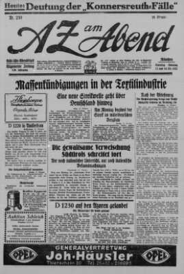 AZ am Abend (Allgemeine Zeitung) Samstag 15. Oktober 1927