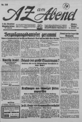 AZ am Abend (Allgemeine Zeitung) Montag 10. September 1928