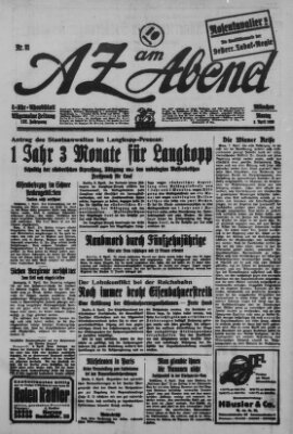 AZ am Abend (Allgemeine Zeitung) Montag 8. April 1929