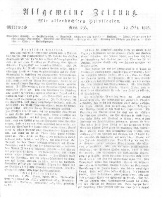 Allgemeine Zeitung Mittwoch 12. Oktober 1825