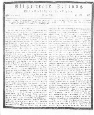 Allgemeine Zeitung Samstag 15. Oktober 1825