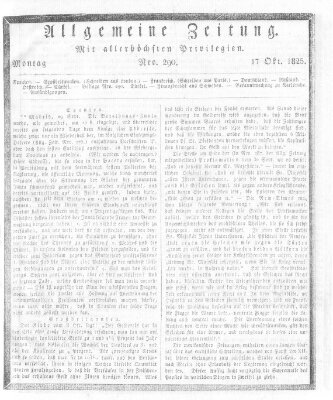 Allgemeine Zeitung Montag 17. Oktober 1825