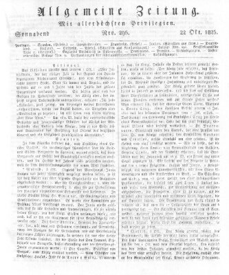 Allgemeine Zeitung Samstag 22. Oktober 1825