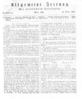 Allgemeine Zeitung Sonntag 23. Oktober 1825