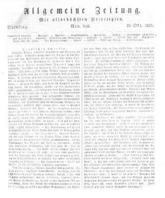 Allgemeine Zeitung Dienstag 25. Oktober 1825