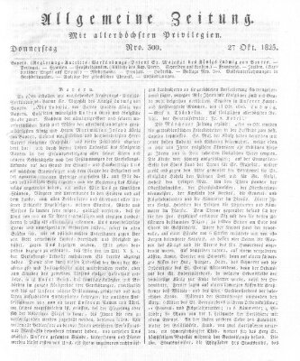 Allgemeine Zeitung Donnerstag 27. Oktober 1825