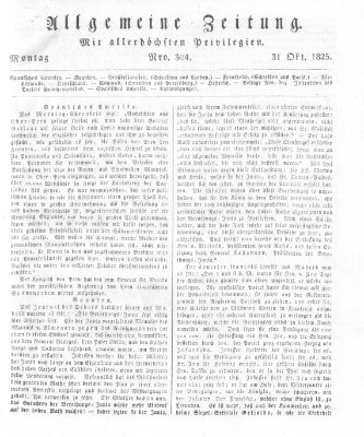 Allgemeine Zeitung Montag 31. Oktober 1825