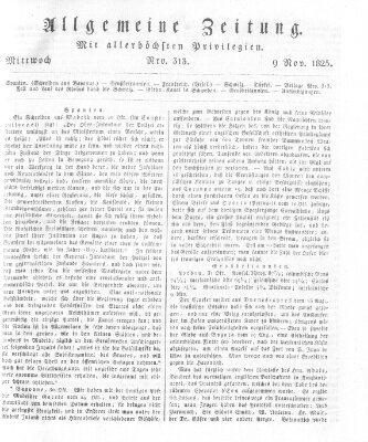 Allgemeine Zeitung Mittwoch 9. November 1825