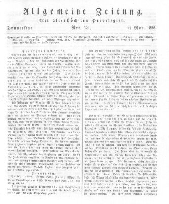 Allgemeine Zeitung Donnerstag 17. November 1825