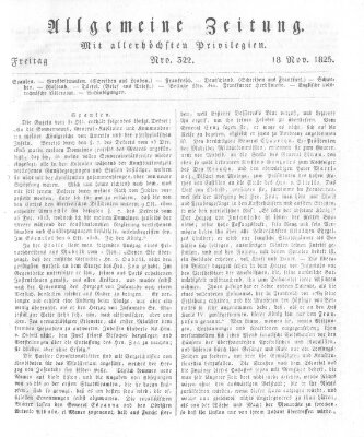 Allgemeine Zeitung Freitag 18. November 1825