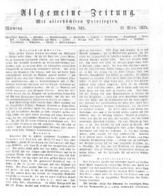 Allgemeine Zeitung Montag 21. November 1825