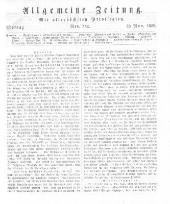 Allgemeine Zeitung Montag 28. November 1825