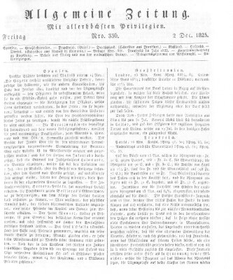 Allgemeine Zeitung Freitag 2. Dezember 1825