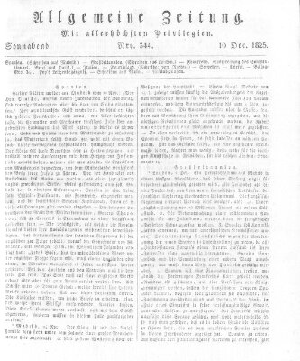 Allgemeine Zeitung Samstag 10. Dezember 1825