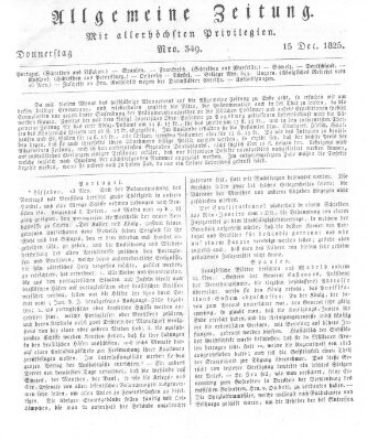 Allgemeine Zeitung Donnerstag 15. Dezember 1825