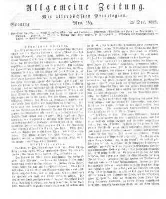 Allgemeine Zeitung Sonntag 25. Dezember 1825