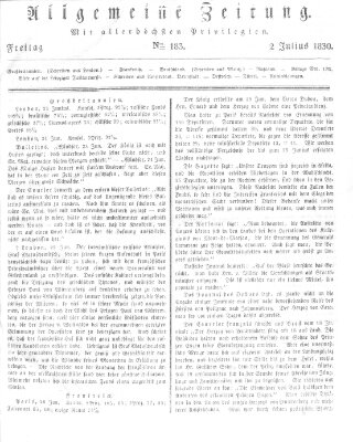 Allgemeine Zeitung Freitag 2. Juli 1830