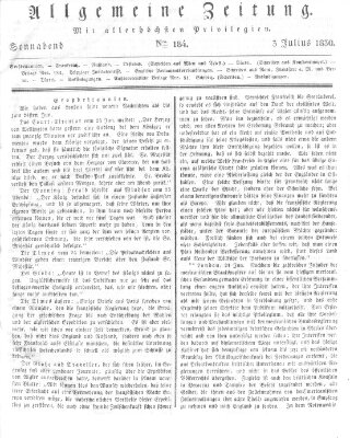 Allgemeine Zeitung Samstag 3. Juli 1830